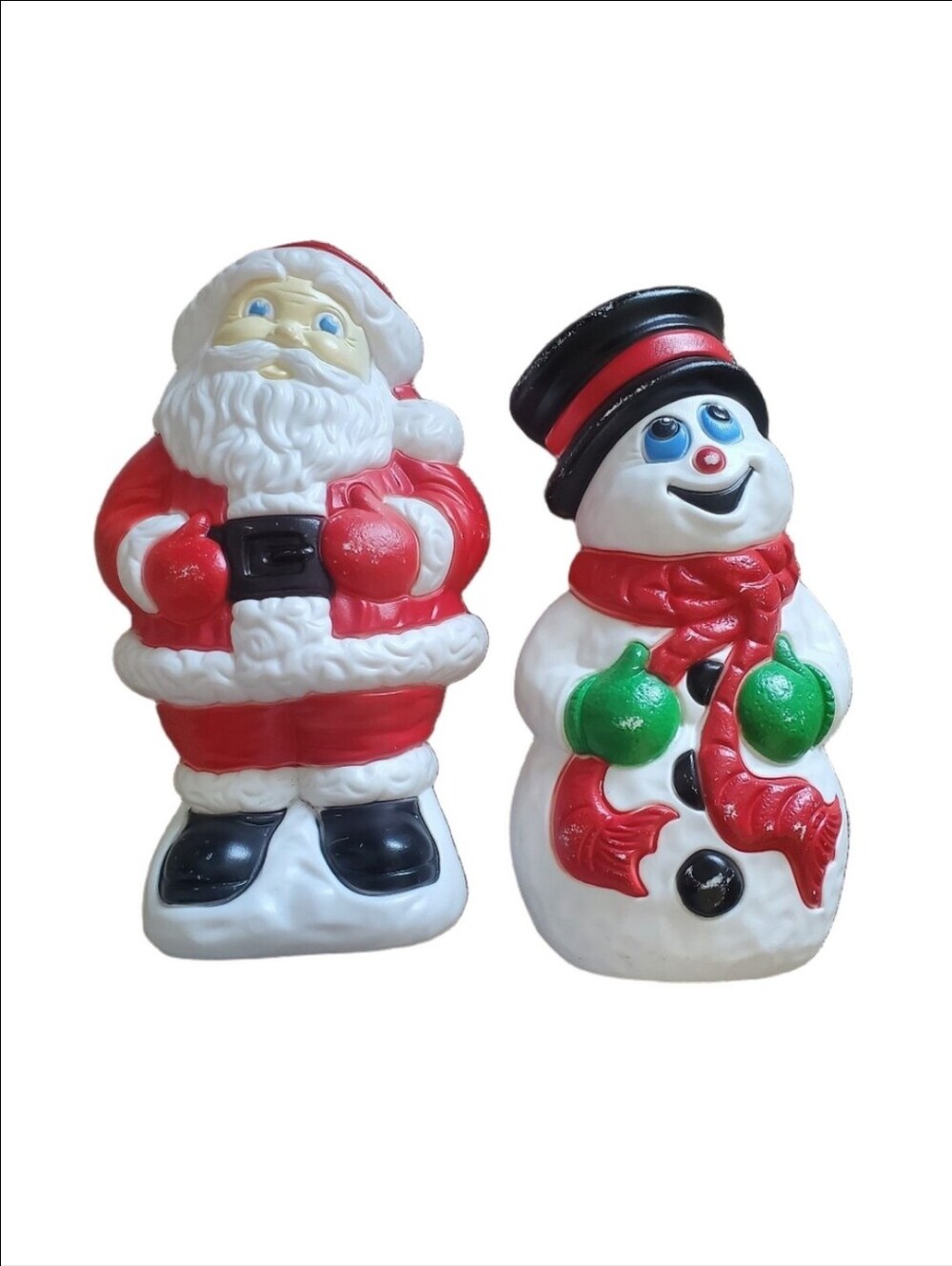 Vintage Santa Claus Blow Mold Grand Venture 17" / Snowman Christmas Set Works!